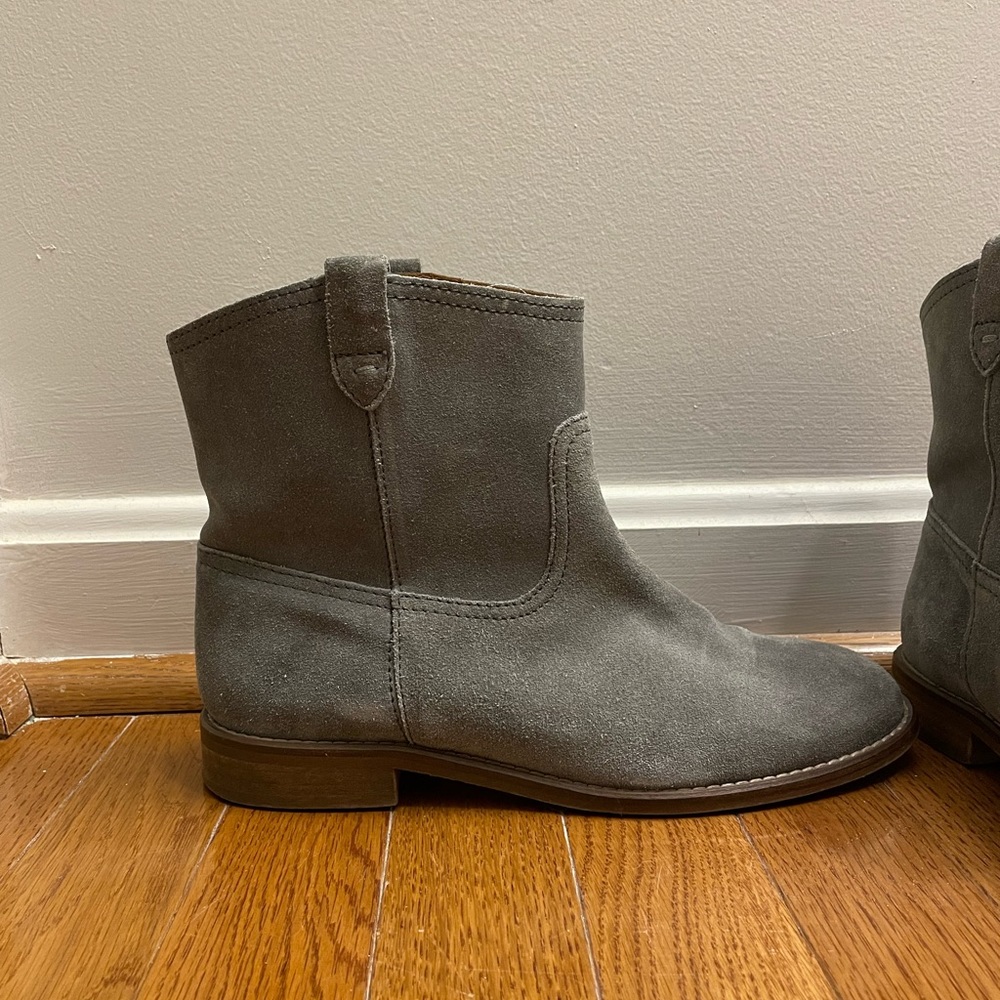 Madewell the Otis Gray Blue Suede Flat Booties Size 7.5